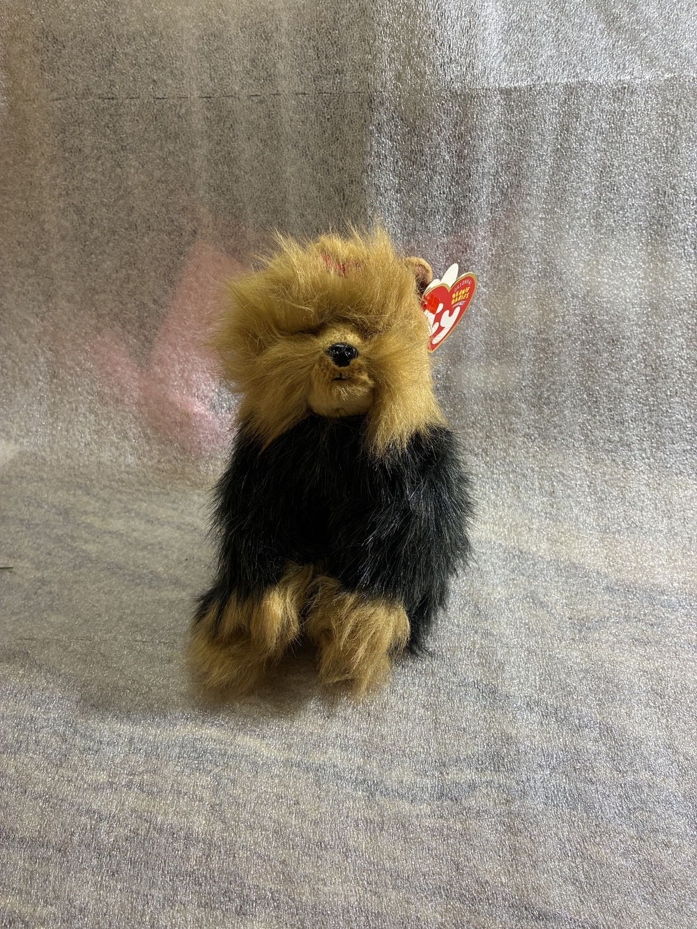 Ty Plush Small Sitting Dog in Black and Brown